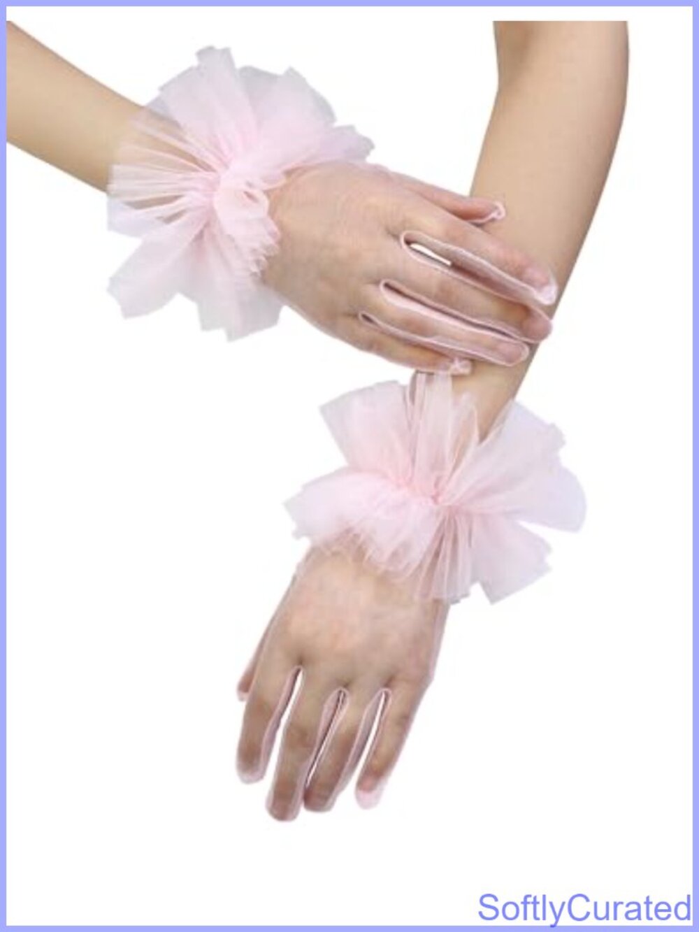 Short Tulle Sheer Ruffle Gloves for Women Wedding Tea Party Bridal